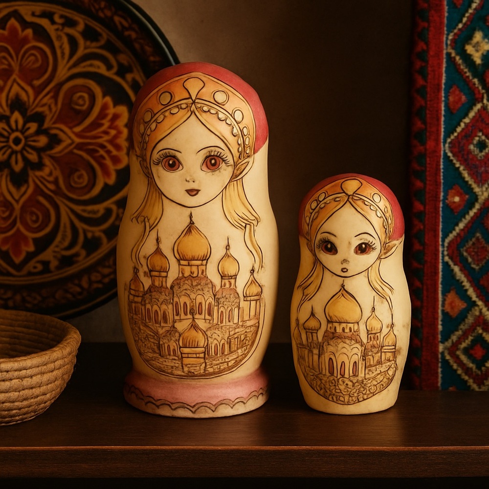 Vintage Russian Matryoshka Nesting Dolls Set of 4 – Incomplete, Hand-Painted